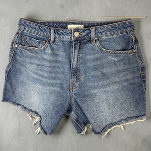 Unpublished Denim Shorts Womens 29 Blue Distressed Raw Hem Cutoff Mid Rise